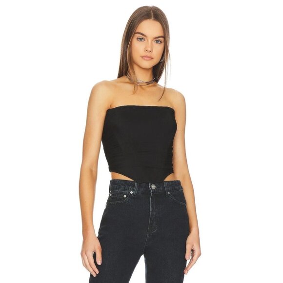 Unknown Tops - Dahlia Black Strapless Corset Top Back Zip Tube Bandeau Size